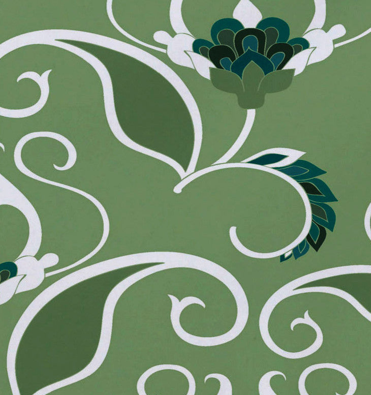 West Indies, Floral Print Placemat, Green