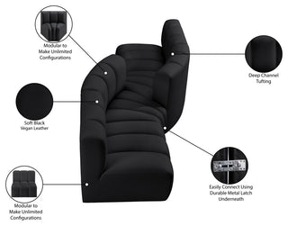 Arc Vegan Leather Upholstered 4-Pc. Facing Modular Sectional, Black