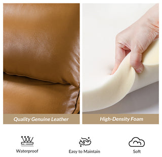 Genuine Leather Cigar Recliner With Nail Head Trim, Camel