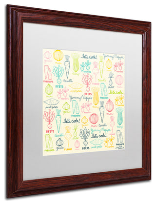 Elizabeth Caldwell 'Yummy Veggies' Art, Wood Frame, White Mat, 16x16