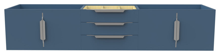 CastelloUSA Alpine 72" Wall Mounted Vanity, Base Only, Blue, Brushed Nickel
