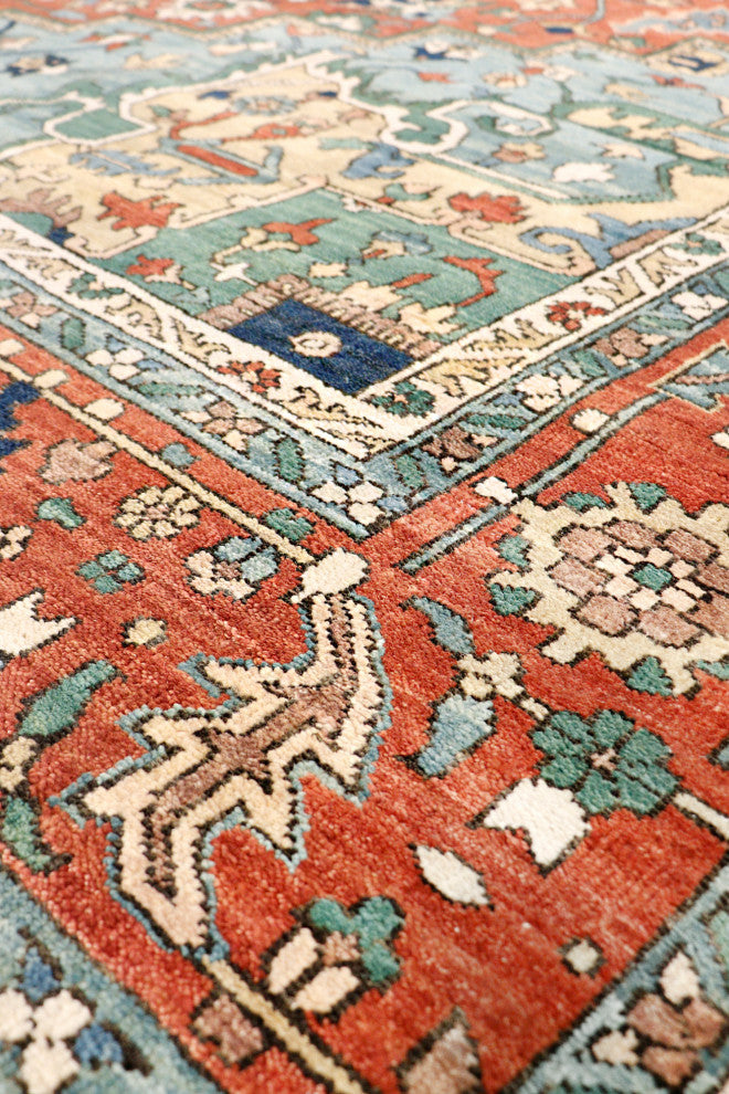 Pasargad Home Serapi Collection Hand-Knotted Rust Wool Area Rug, 6'x9'1"