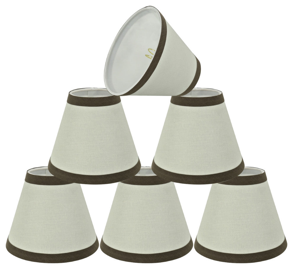 32043-6 Small Hardback Empire Chandelier Clip On Lamp Shade Off White 3"x6"x5"
