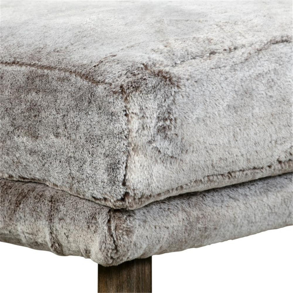 Elle Decor Sophie Armless Slipper Chair in Mink Brown Faux Fur