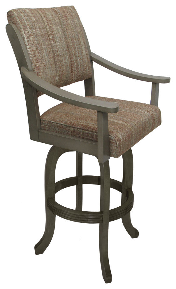 Casa Swivel Wood Stool on Melina Base, Watusi Madder - Asian Grey, 30"