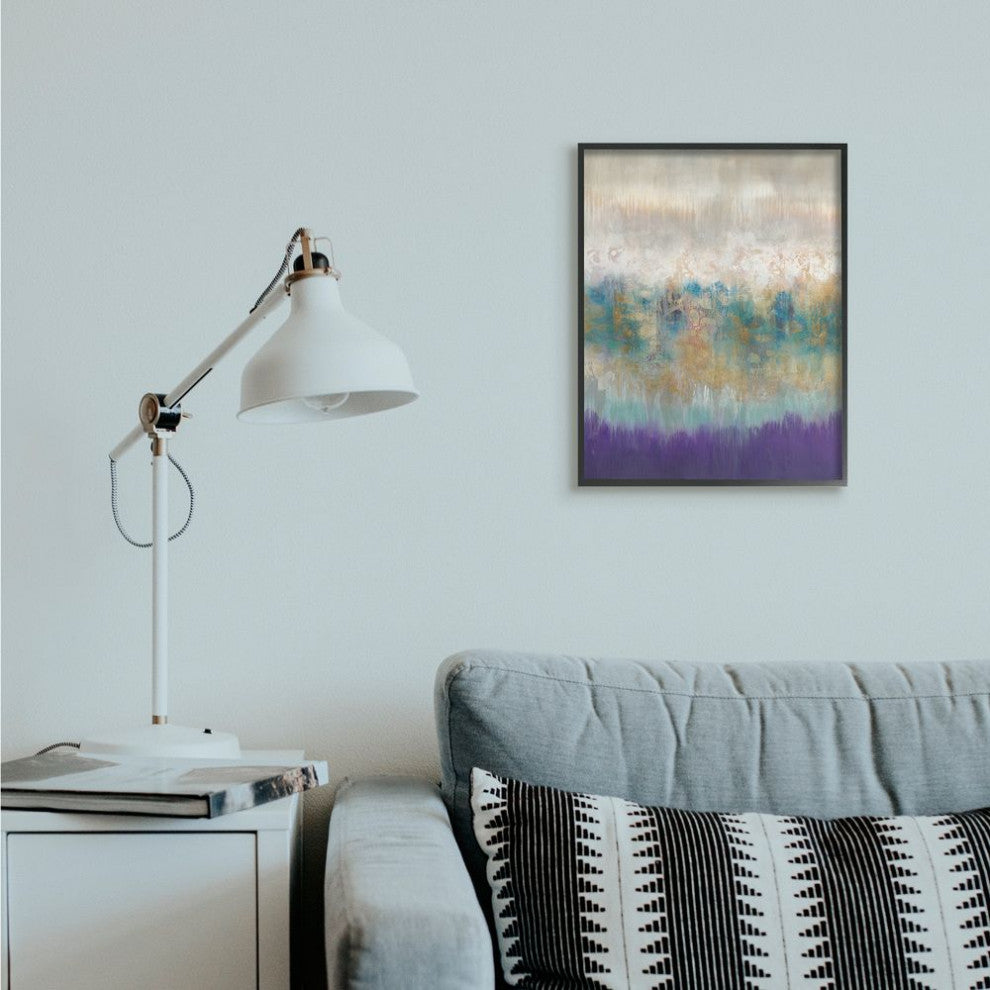 Elegant Purple Grey Gold Brush Stroke Abstract Painting,1pc, each 16 x 20