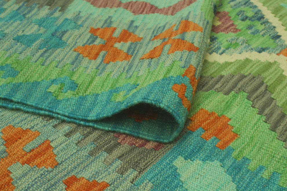 Sangat Kilim Talihah Green/Blue Rug, 6'10x9'8
