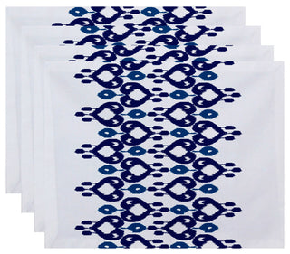 18"x14" Boho Chic, Geometric Print Placemat, Blue, Set of 4
