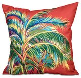 Vacation, Floral Print Pillow, Coral, 18"x18"