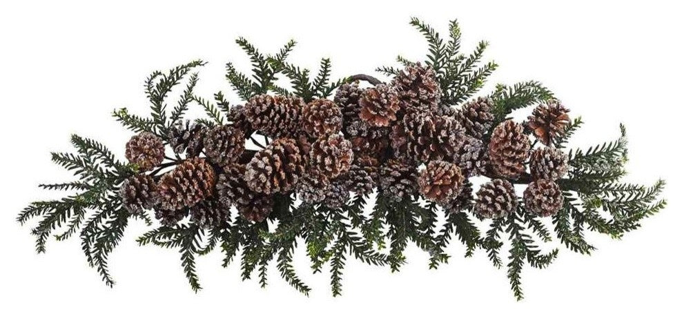 28" Iced Pine Cone Swag