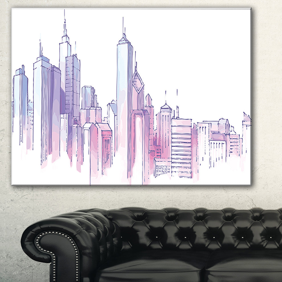 "Purple City Skyline" Canvas Print