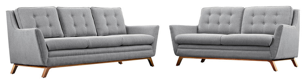 Modway Beguile Living Room Set Upholstered Fabric, Set of 2, Expectation Gray