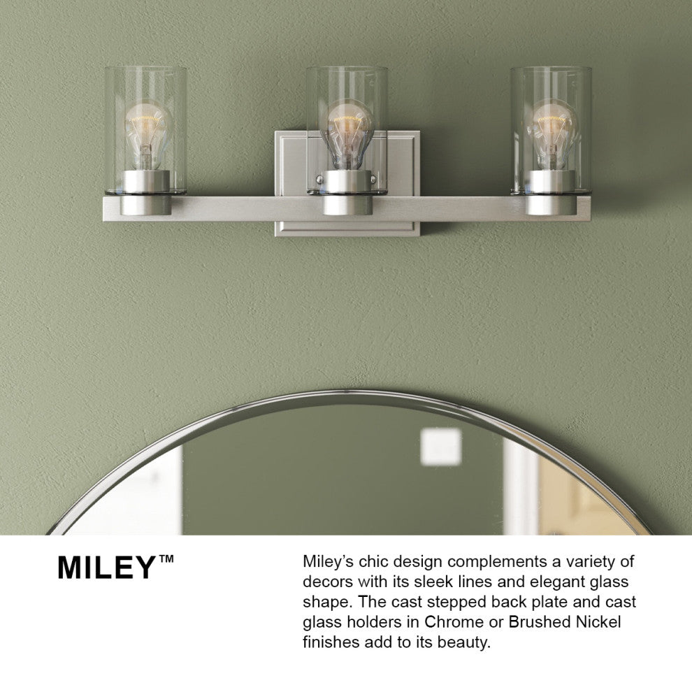 Hinkley Miley Medium Three Light Vanity, Chrome