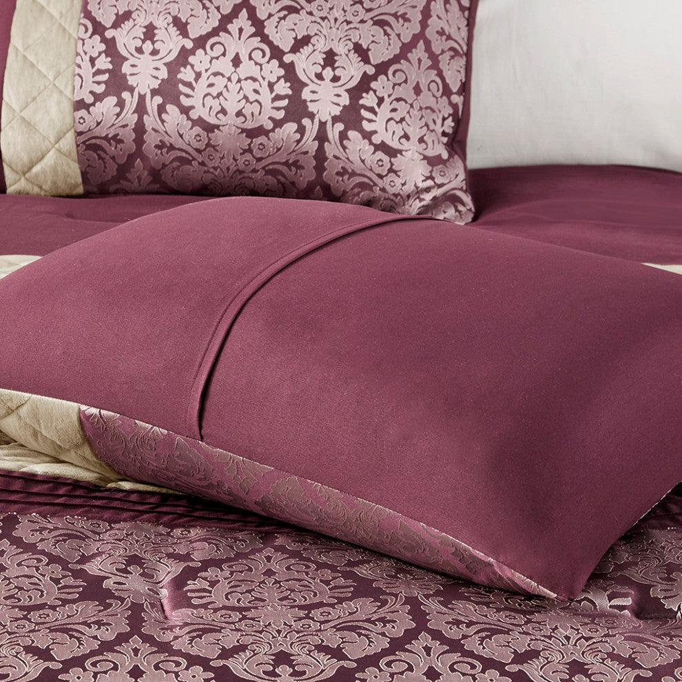 Madison Park Lily 6 Piece Jacquard Comforter Set With Throw Pillows