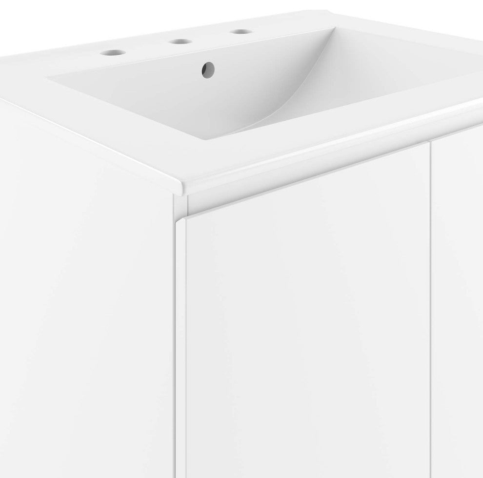 Bryn 24" Wall-Mount Bathroom Vanity, White White