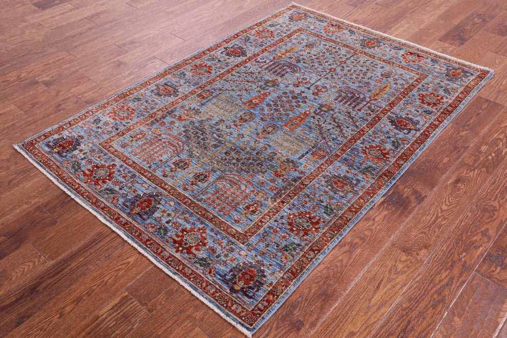 4' 2" X 6' 0" Persian Ziegler Handmade Wool Rug Q11158