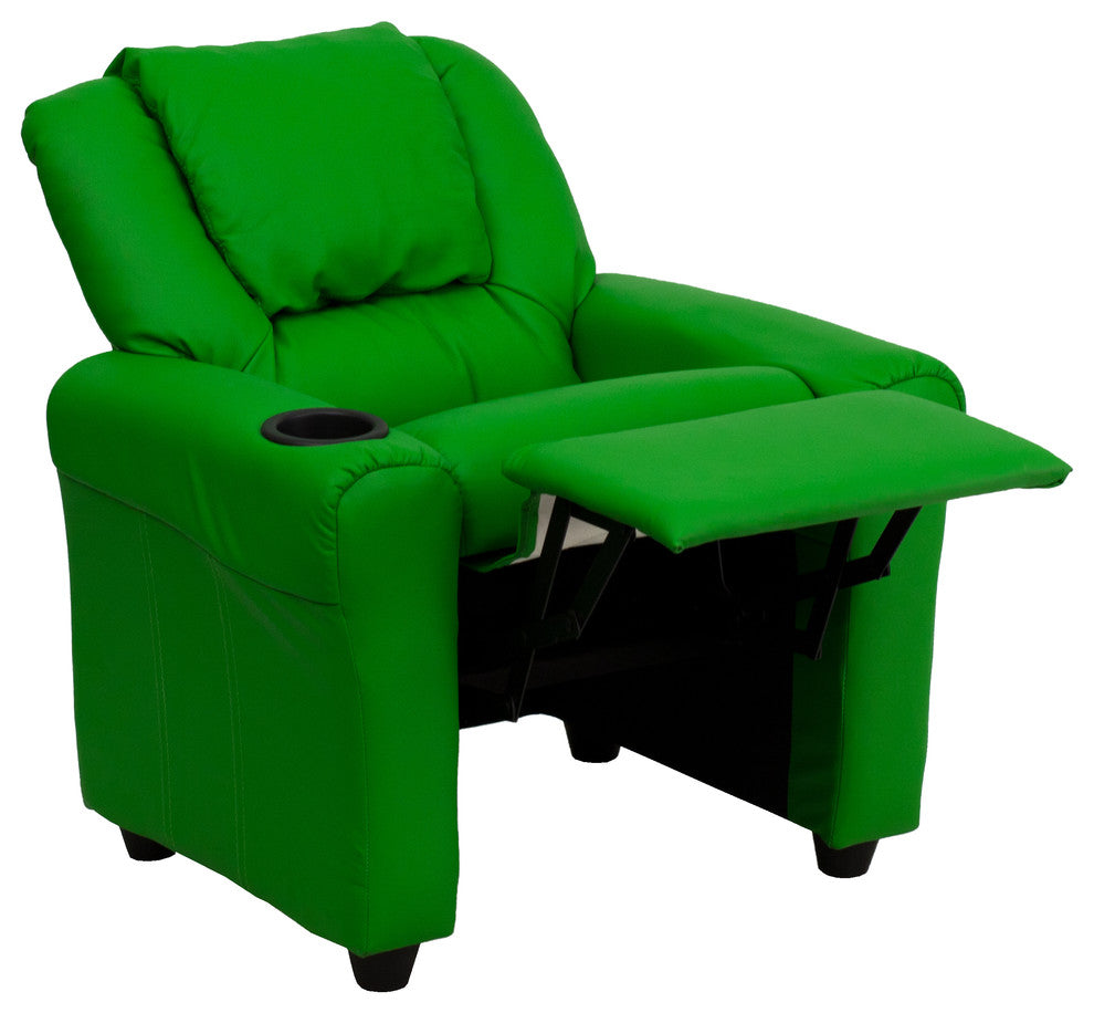 Kids Recliner With Cup Holder And Headrest, Green