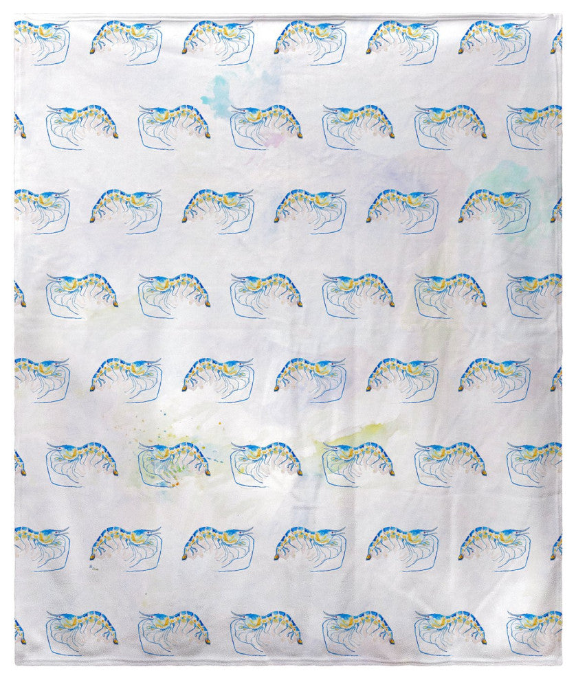 Betsy Drake Blue Shrimp Tiled Fleece Throw