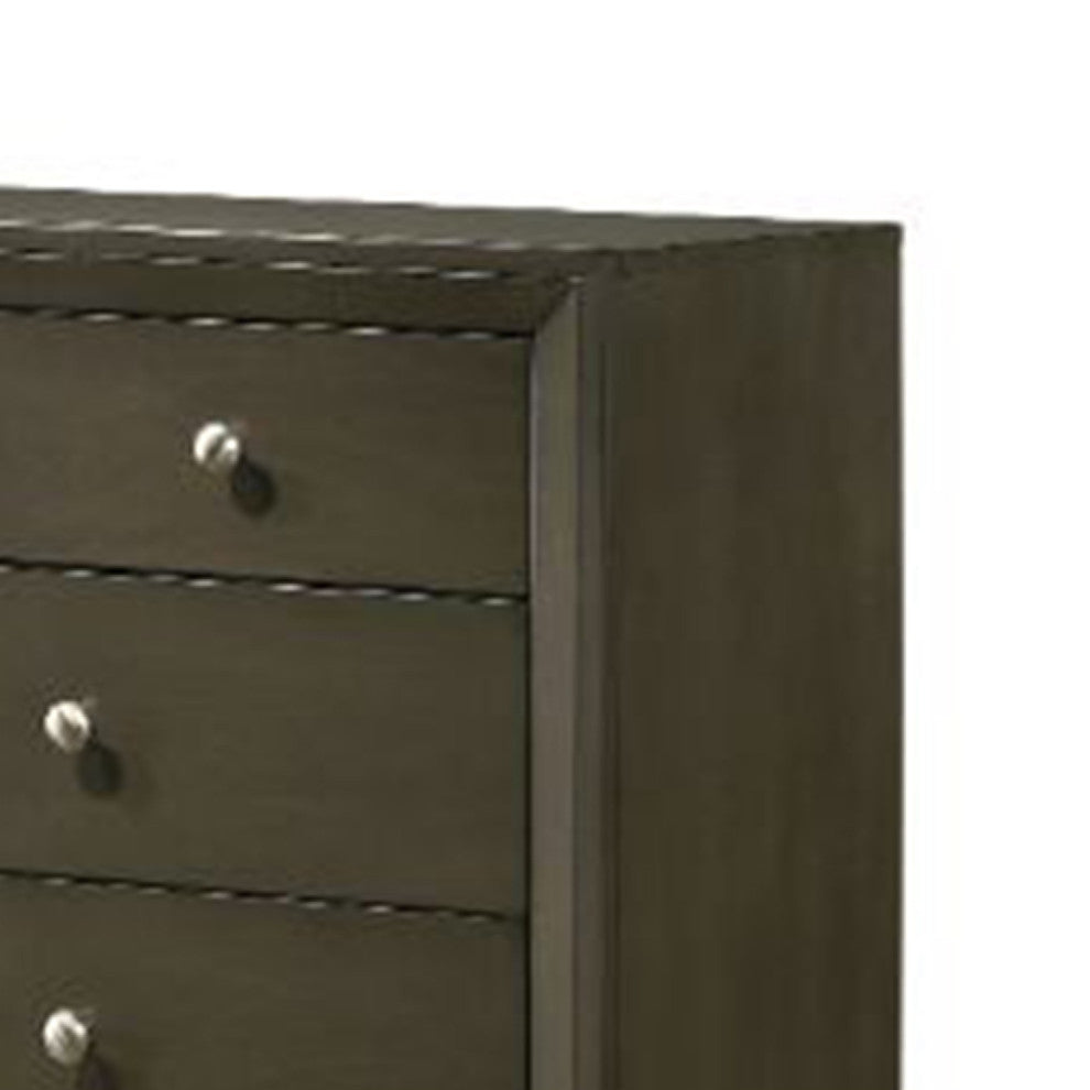 Benzara BM269076 Dresser With 9 Drawers and Panel Base Support, Gray