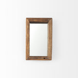 Gervaise Brown Solid Wood Frame Rectangular Wall Mirror, 12" x 7"