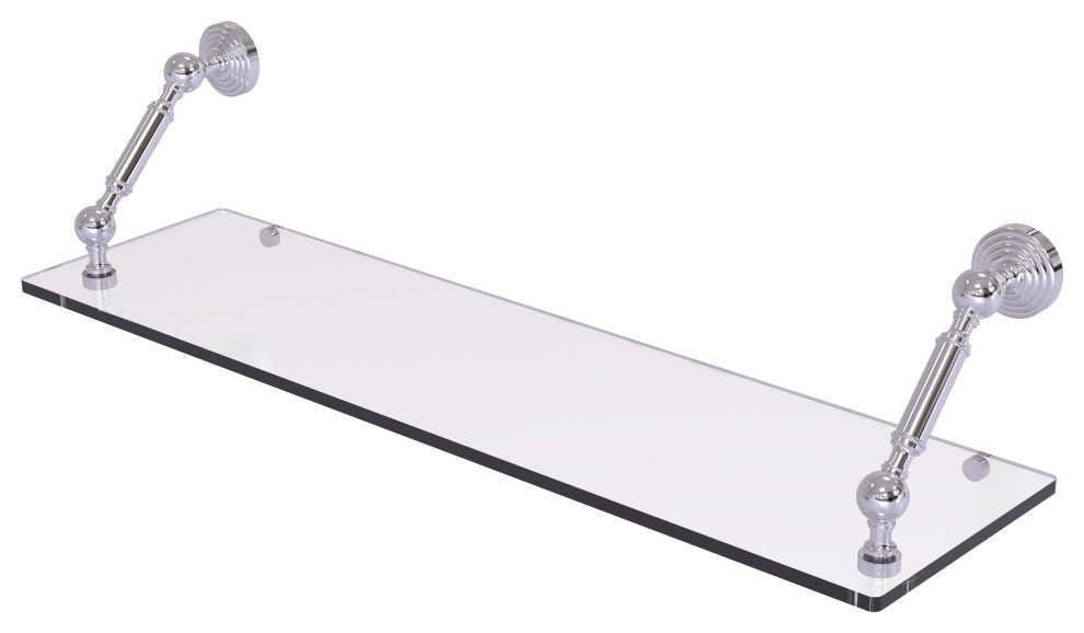 Waverly Place 30" Floating Glass Shelf, Polished Chrome