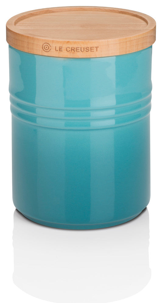 Le Creuset Stoneware Medium Storage Jar With Wooden Lid, Teal