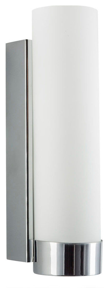 1-Light Bath Vanity Elina Wall Sconce With Frosted Glass Shade, Polished Chrome