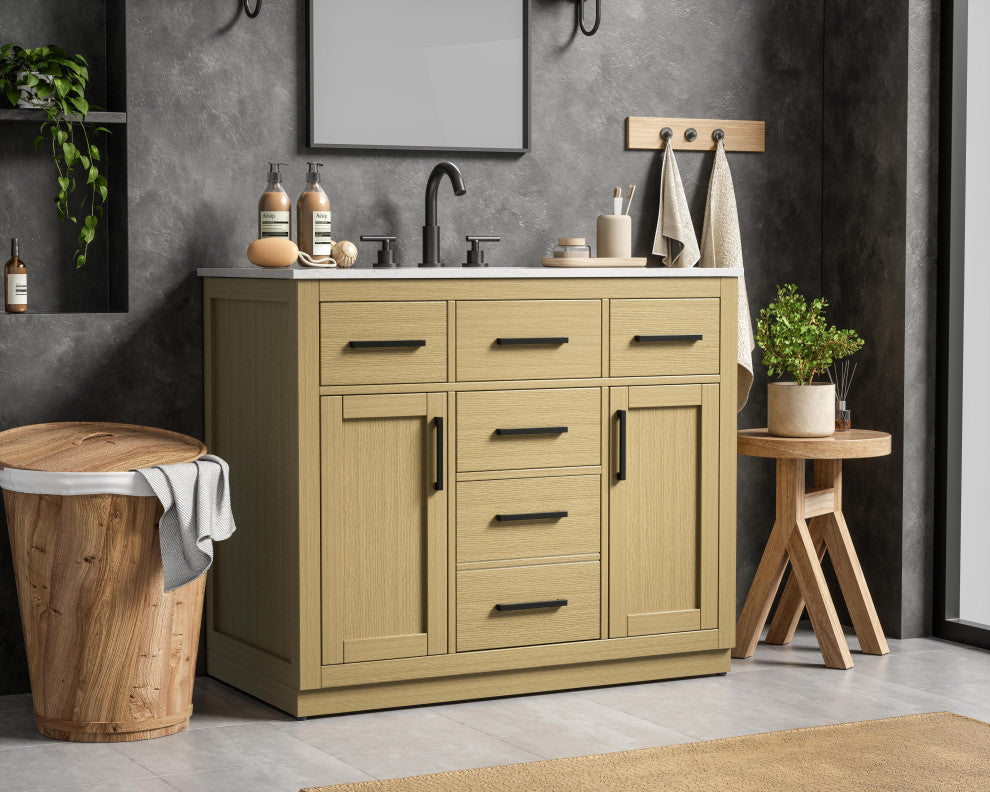 Home Living 42" Single Bathroom Vanity, Honey Brown