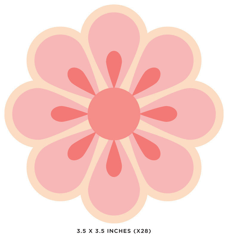 Flower Fabric Wall Decals, Set of 28 Flower Pattern Decals, Light Pink