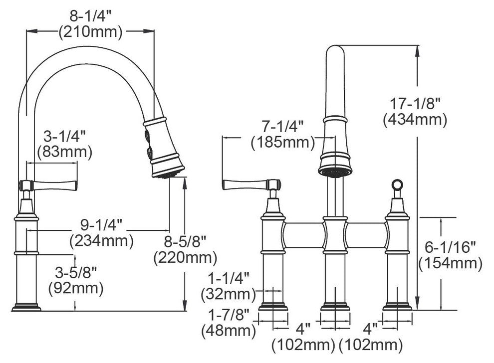 LKEC2037AS Explore Three Hole Faucet With Pull-down Spray Antique Steel