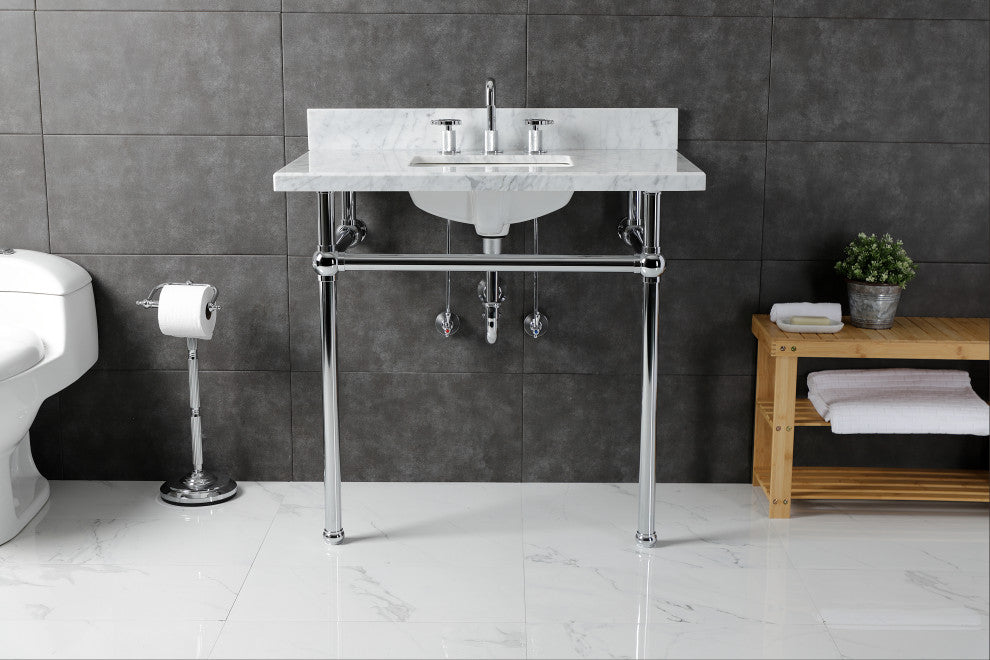 KVBH3622M8SQ1 36" Console Sink with Brass Legs (8-Inch, 3 Hole)