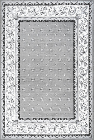 Acanthus French Border, Gray/Cream, 4'x6'