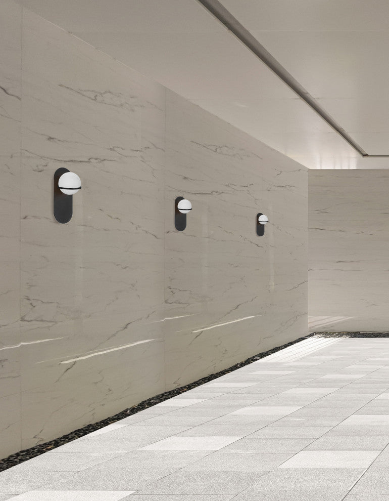 Sofia 1 Light Vertical Wall Sconce, Matte Black, White Glass