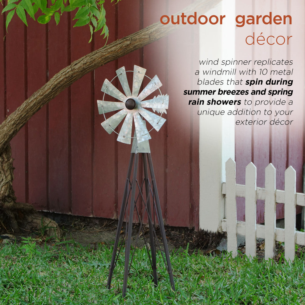Rustic Bronze and Silver Metal Mini Windmill