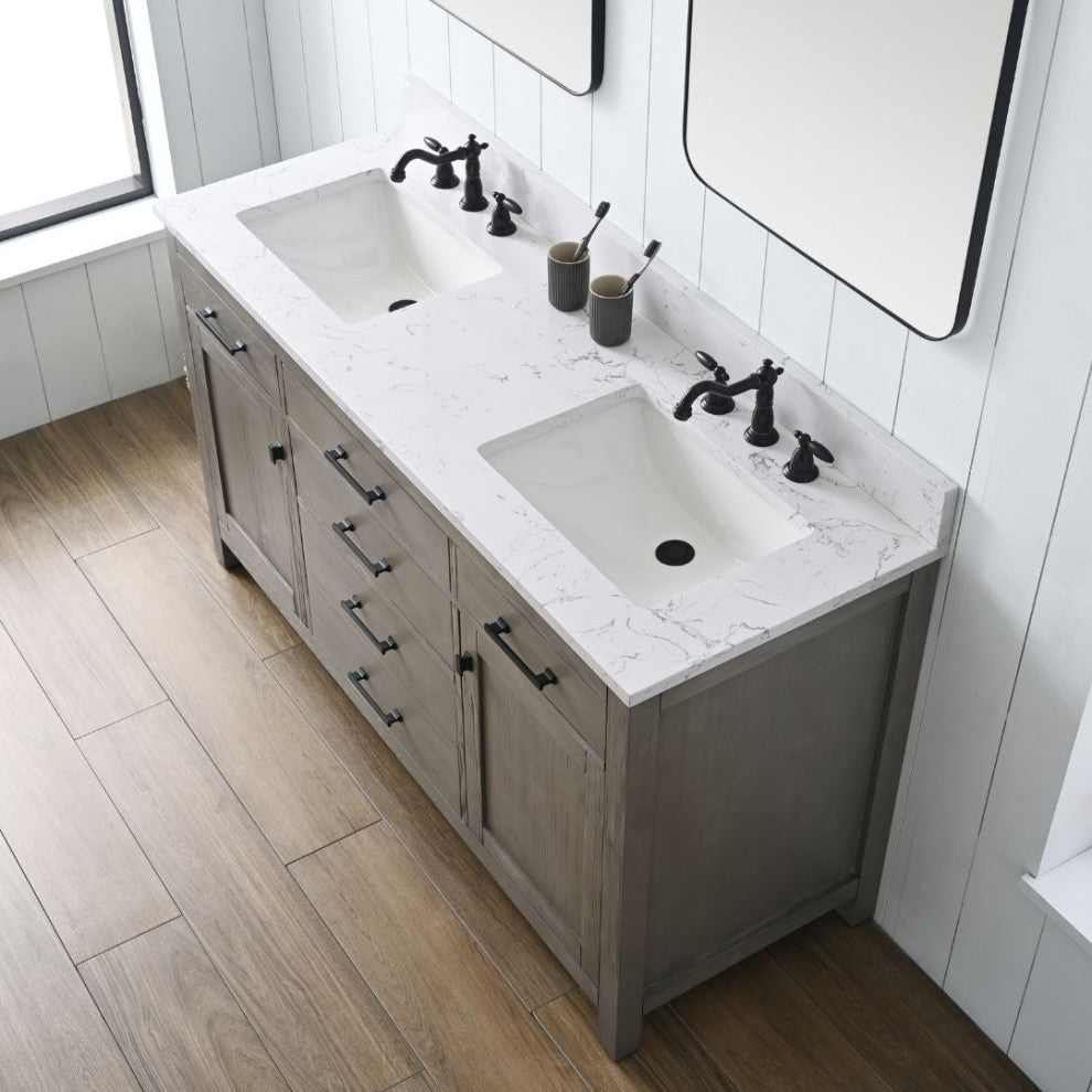 Jasper 60" Bathroom Vanity, Textured Gray, Ariston White Engineered Stone Top
