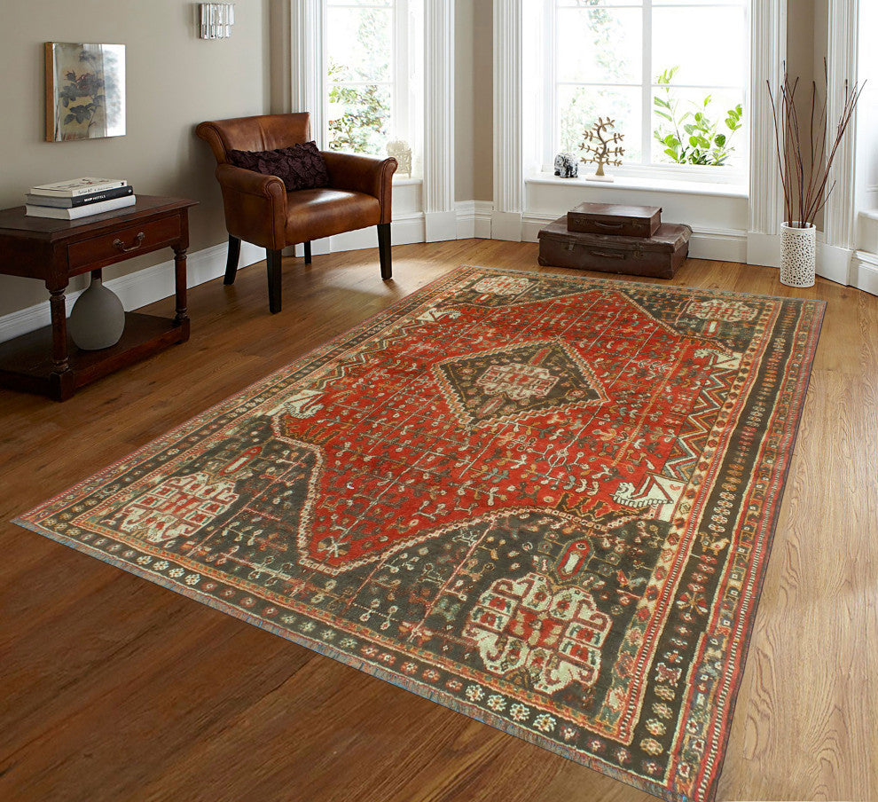 Fine Vintage Distressed Beverley Red/Charcoal Rug, 5'0x7'5