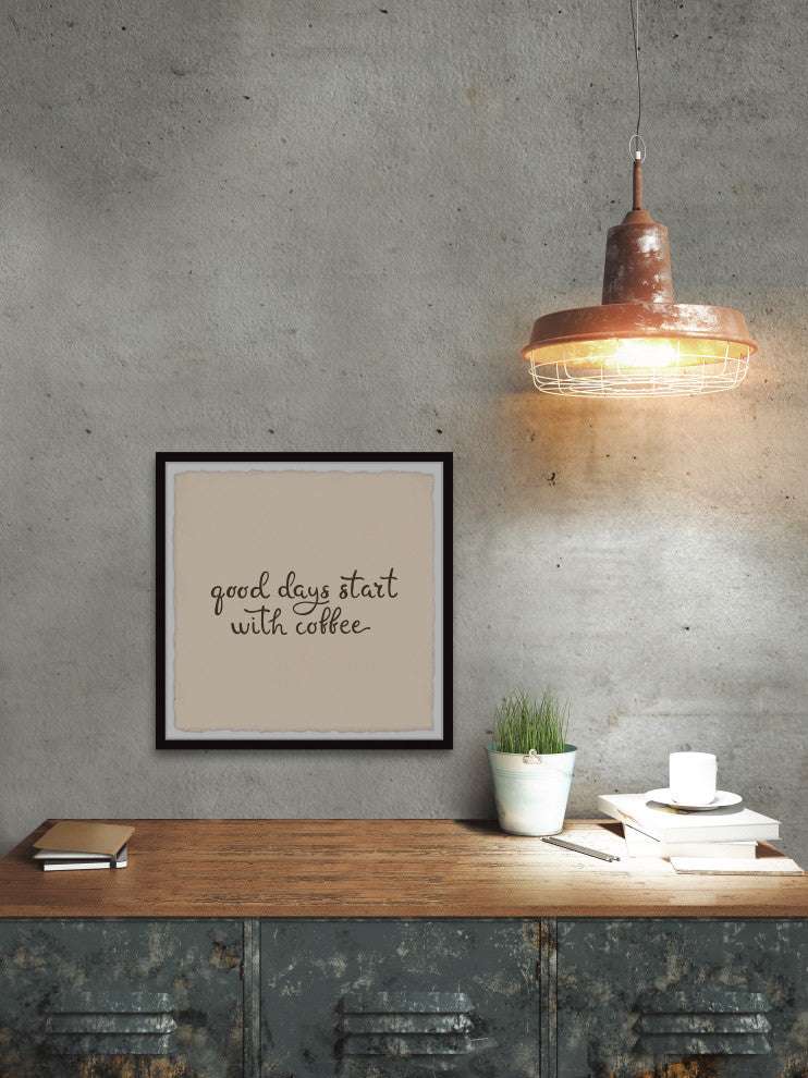 "Start With Coffee" Framed Painting Print, 24x24