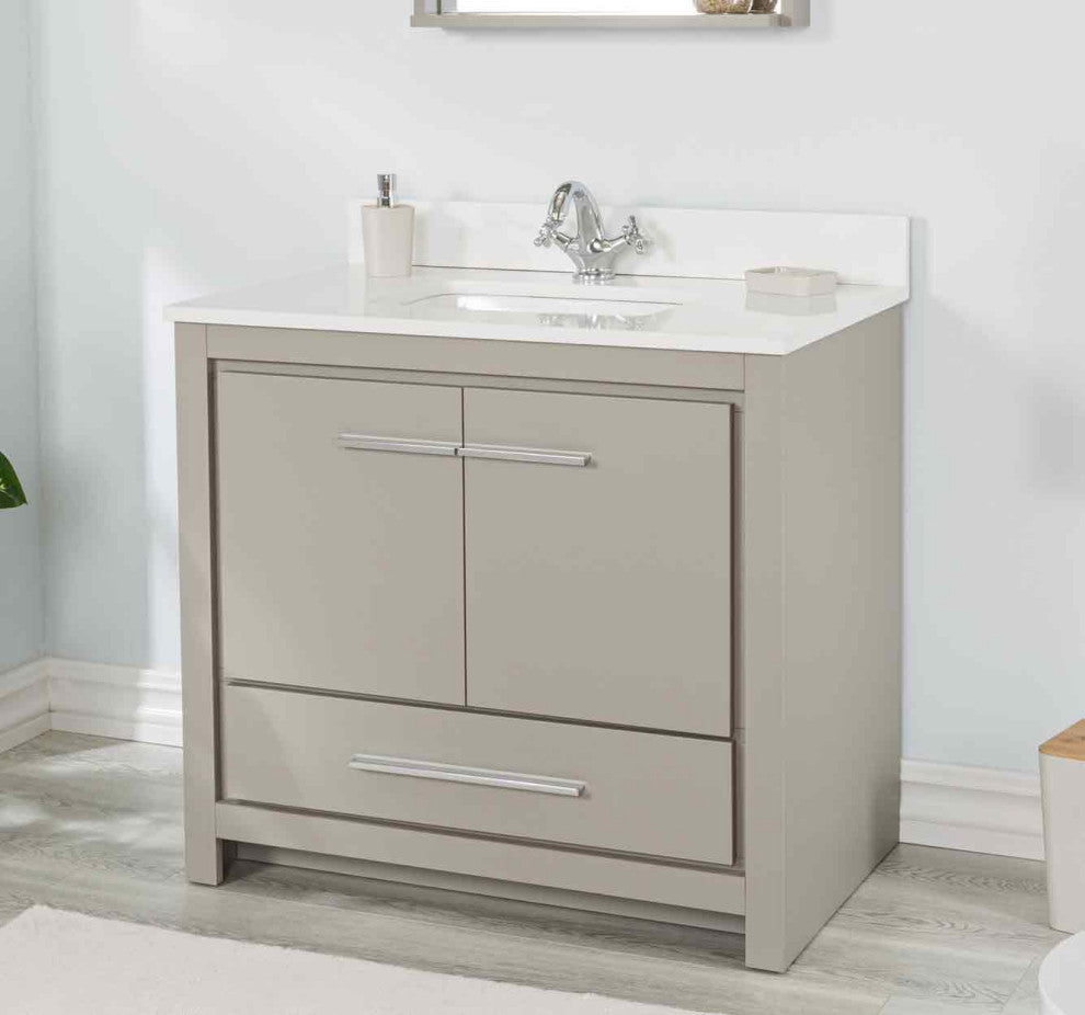 Mila Collection 36" Bathroom Vanity With Sink, Mirror, Countertop, Ash Gray