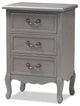 Bruno Country Wood 3-Drawer Nightstand, Cottage Gray