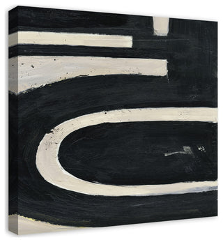 Abstract Black And Tan Swoops 24 x 24 Canvas Wall Art