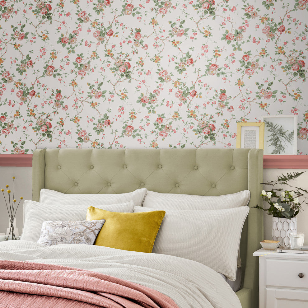 Laura Ashley Mountney Garden Wallpaper, Antique Pink