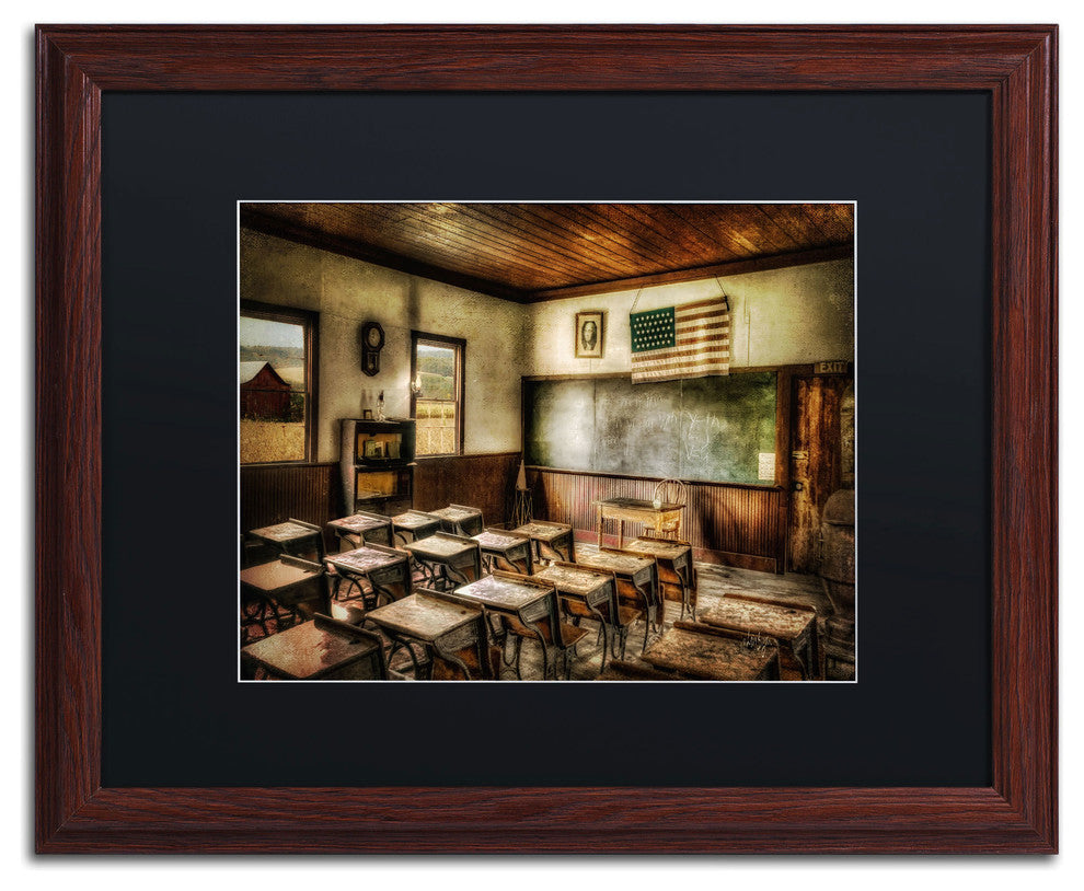 'One Room School' Matted Framed Canvas Art by Lois Bryan