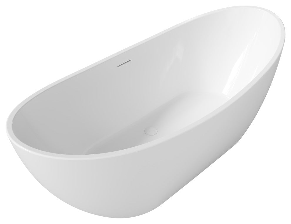 Perlato Roma Freestanding Soaking Tub, White, 67"