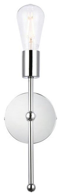 Living District Keely 1-Light Mid-Century Metal Wall Sconce in Chrome