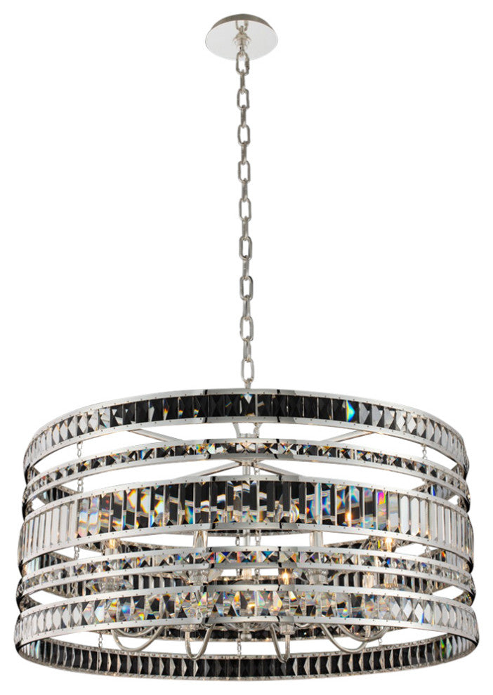 8 Light Contemporary Large Pendant by Allegri, Polished Silver, 20"