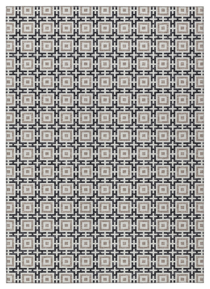 Indoor/Outdoor Marlo MO1 Black Machine Washable 9' x 12' Rug