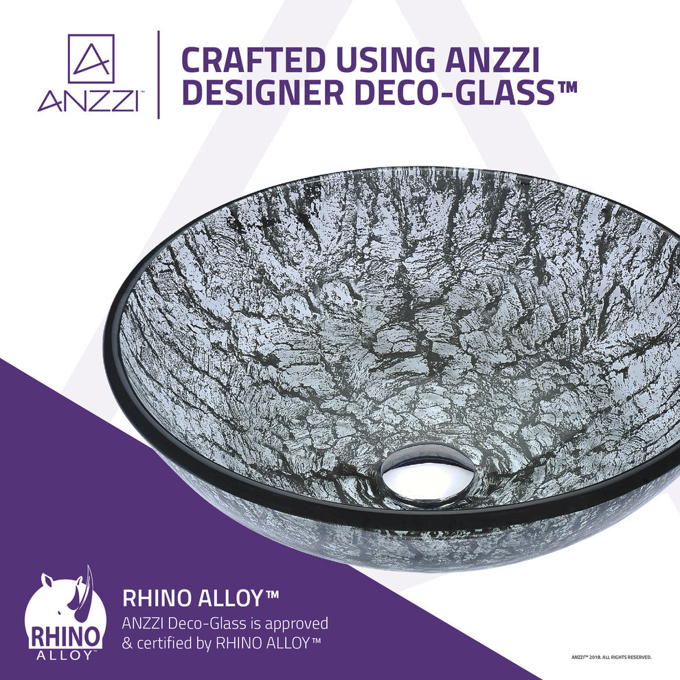 Posh Series Deco-Glass Vessel Sink, Verdure Silver