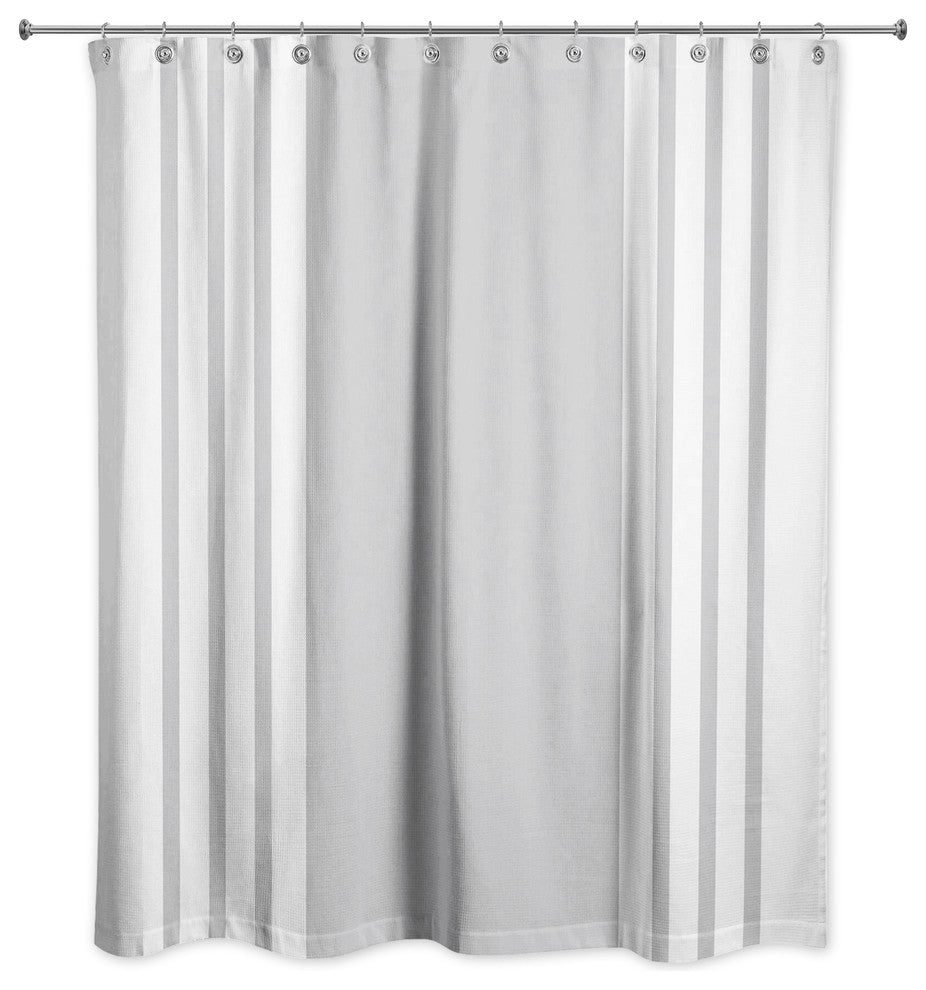 Farmhouse Stripe Shower Curtain, Gray