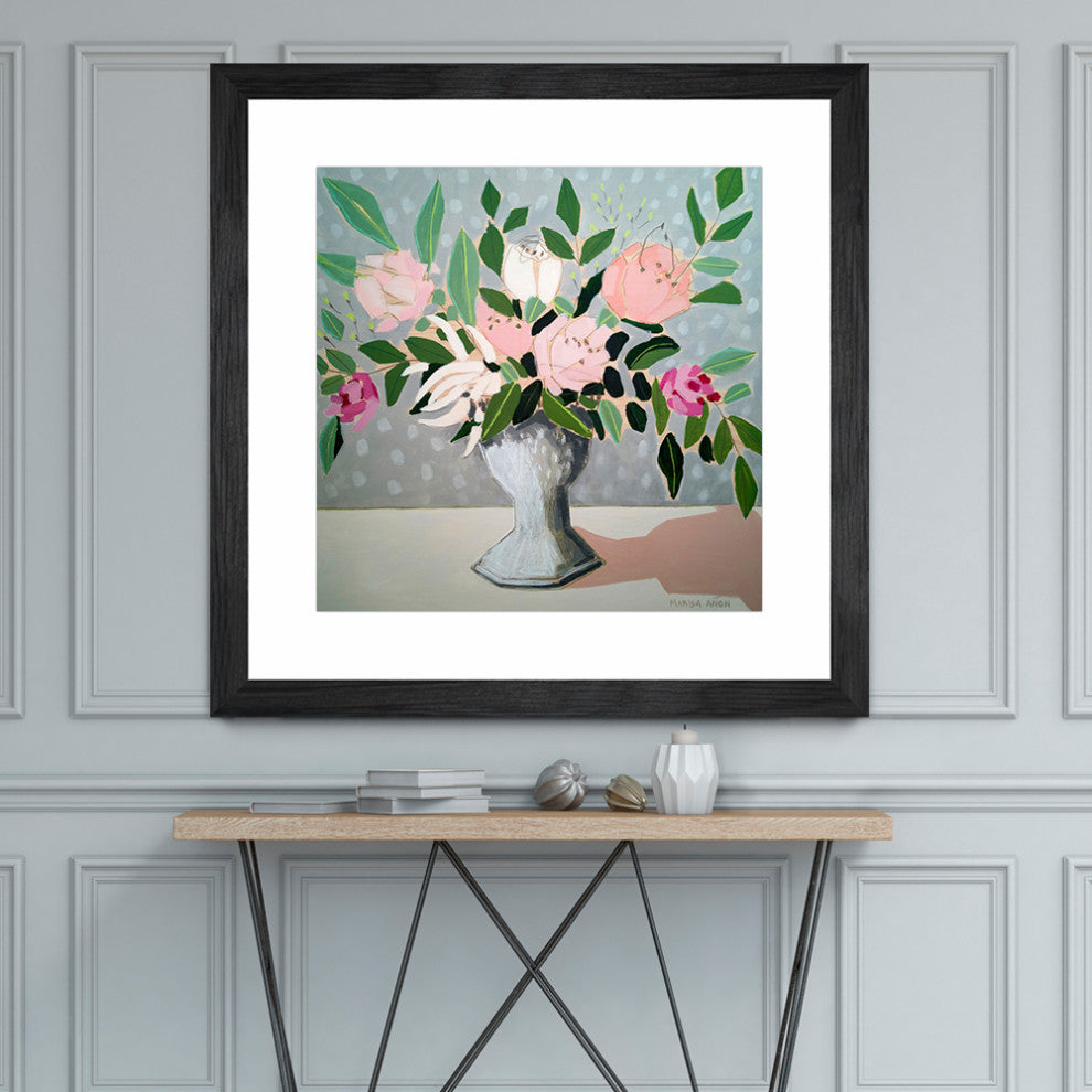 "Florals 1" Matted and Framed, 36"x36"