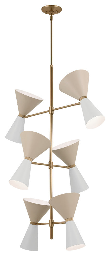 Phix 12 Light Chandelier Foyer, Champagne Bronze and Greige